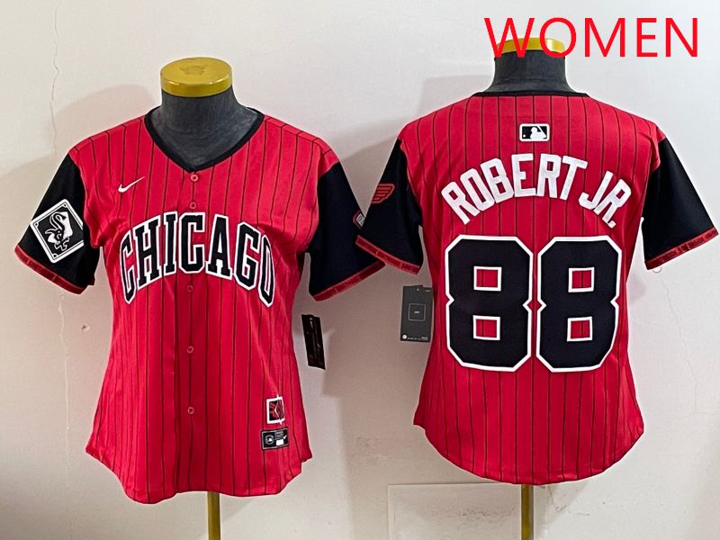 Women 2025 Chicago White Sox #88 Robert jr Red Joint Name Nike MLB Jersey style 13